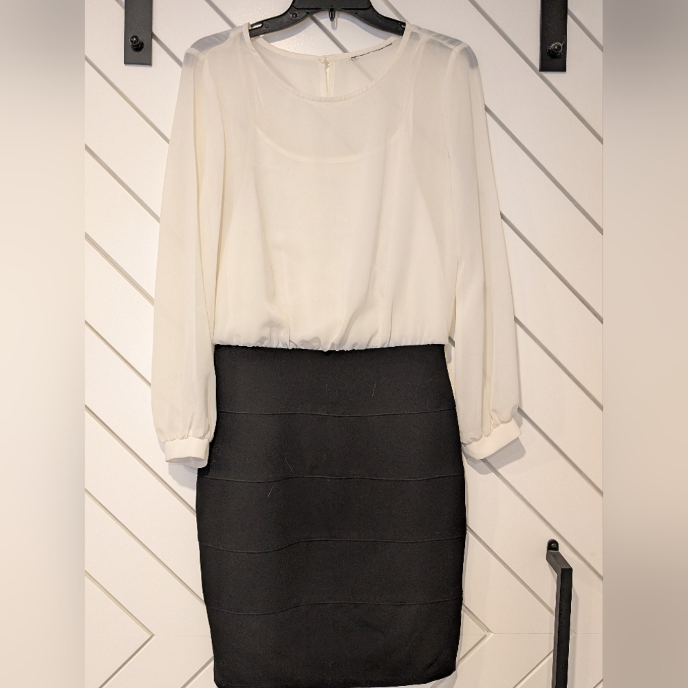 Black & White Pencil Midi Dress